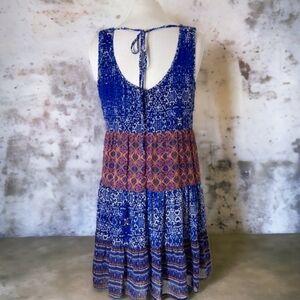 Speechless MD Blue Boho Aztec Back-Tie Dress